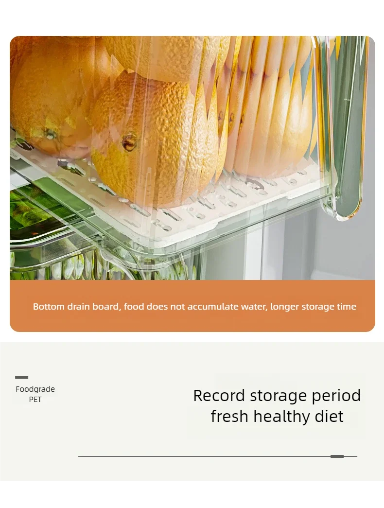 Stackable Refrigerator Storage Box with Lid, Capable of Storing Bread, Food, Vegetables, and Fruits，organizer box with handle