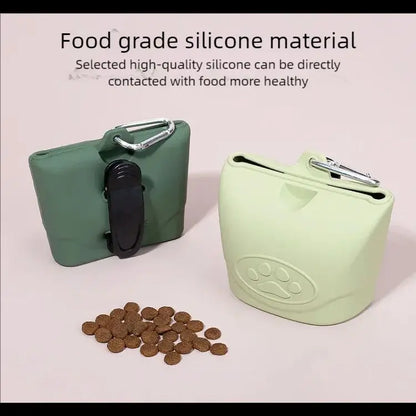 Silicone pet feeding bag, pet supplies, silicone dog food bag, silicone bag manufacturer, portable outdoor dog training bag