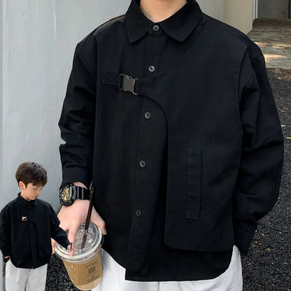 Boys Baby's Kids Blouse Jacket Outwear 2023 Black Spring Autumn Shirts Cotton Gift Plus Size Children's Clothing