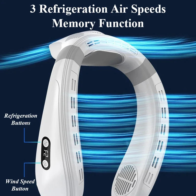 New Wearable Neck Fan Hanging Neck Fan Rechargeable Semiconductor Cooling Bladeless Fan Outdoor Personal Fan Wearable Cooler