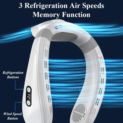 New Wearable Neck Fan Hanging Neck Fan Rechargeable Semiconductor Cooling Bladeless Fan Outdoor Personal Fan Wearable Cooler