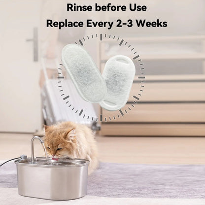 Cat water foundation 108oz/3.2L stainless steel cat drinking fountain 4 carbon filters+4 foam filters replaceable filters