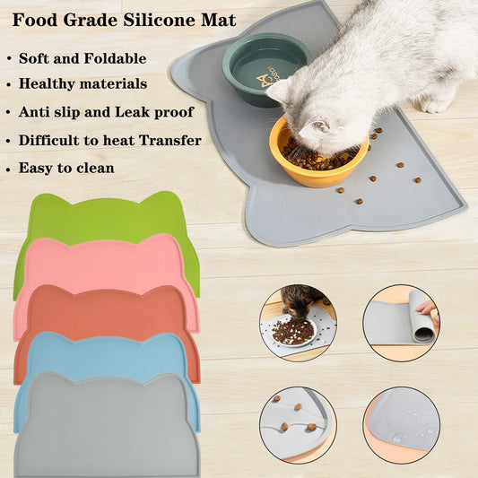 Pet Silicone food Mat Portable heat insulation Waterproof Non-Slip Feeding Mat Slow feeder Bowl Pad Cushion Cat Dog Pet supplies