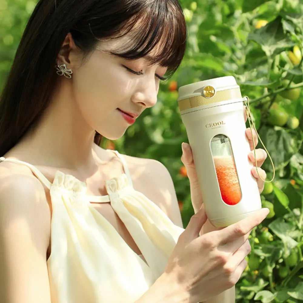 4/10 Blades Fruit Blender Cup with Detachable Straw USB Rechargeable Smoothie Maker Cup 350ML Mini Ice Crusher Office