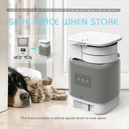 Tuya Automatic Pet Feeder 6L Capacity Food Quantitative Dispense Double Stainless Steel Bowl Record Time Feed Remote APP Control