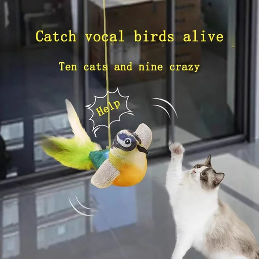 Interactive Cat Toy for Indoor Cats Realistic Bird Sound Plush Catnip Toy Entertaining Kitten Playtime Essential