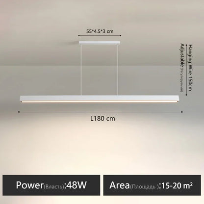 One word minimalist dining room chandelier modern long strip dining table lamp luxury dining room bar table lamp office light