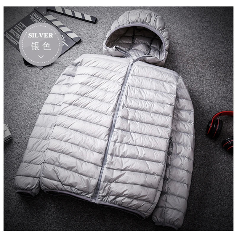 90% White Duck Down Hooded Jackets Warm Coat Parka Men Portable Outwear Mens Coat Autumn Winter Ultralight Thin Down Jacket