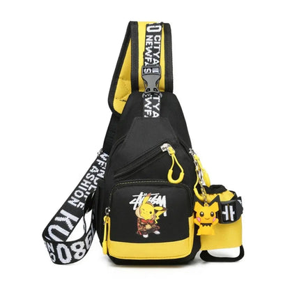 Pokemon Pikachu Casual Mobile Phone Shoulder Bag Men's Women's Style Canvas Youth Athleisure Backpack