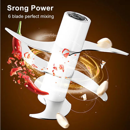 320ML Electric Garlic Chopper 6 Blades Garlic Grinder Mini Vegetable Chopper Meat Mincer Portable Veggie Chopper Garlic Mincer