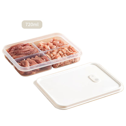 WORTHBUY 4/6-Grids Fridge Sealed Fresh-Keeping Box With Lid Plastic Freezer Food Storage Box Reusable Food Container For Kitchen