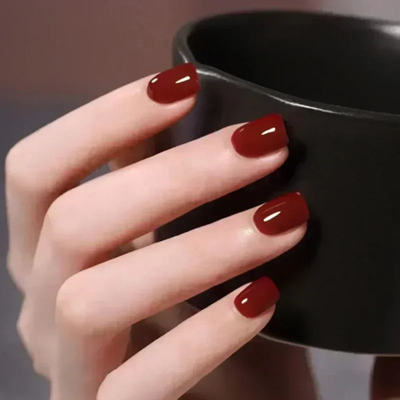 24pcs/Box Long Coffin False Nails Art Rose with Glue Wearable Nude Pink White Color Jelly Nails Tips Full Cover Press on Nails