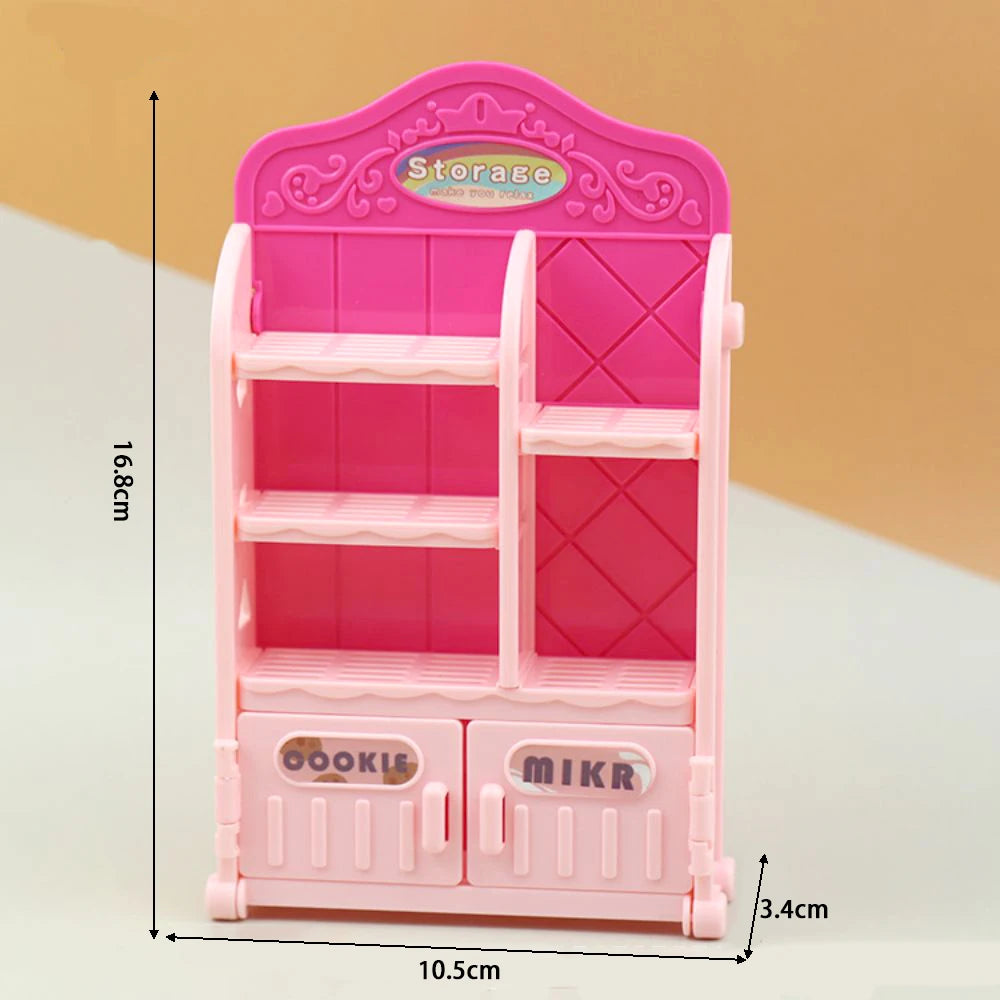 1:12 Miniature Furniture Shopping Cart Refrigerator Kitchen Shelve Mini Drink Dessert Food Dollhouse Kitchen Toy Model Gift