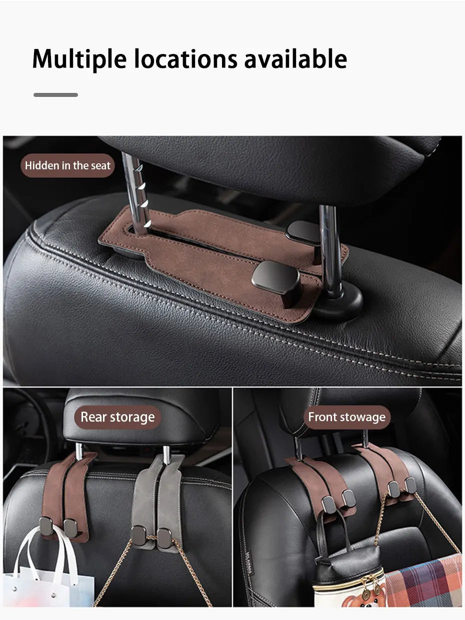 2 in 1 Car Hook For Car Rear Seat Back Hooks Headrest Hanger Clip Universal Double Hooks Holder Storage Car Interior Accessories