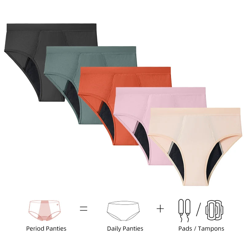 Menstrual Panties Women Abundant Flow Menstrual Period Panties High Waist Menstrual Cycle Absorbent Underwear Leak Proof Panties