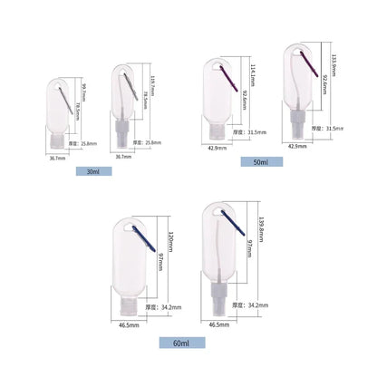 10Pcs 30/50/60ml Clear Travel Plastic Keychain Refillable Bottles Empty Spray/Flip Bottles Portable Mini Leakproof Containers