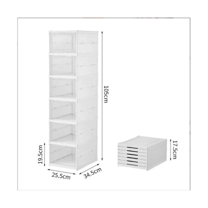 3/6 Layers Foldable Shoes Storage Box Transparent Sneaker Shoes Box Stackable Dustproof Cabinet Shoe Organizers Rack Shelf