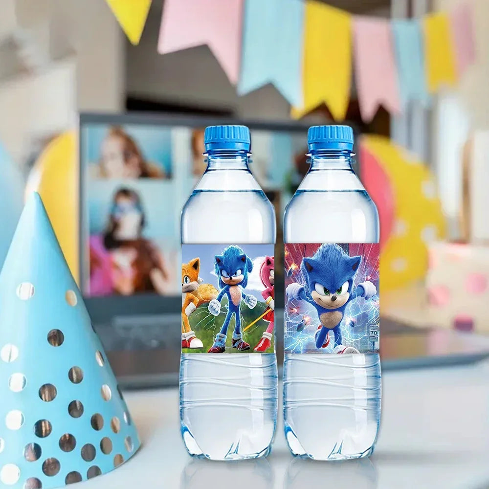 Bandai Sonic the Hedgehog Sticker Party Supplies Birthday Party Bottle Sticker Party Juice Cup Sticker Baby Party Decorations