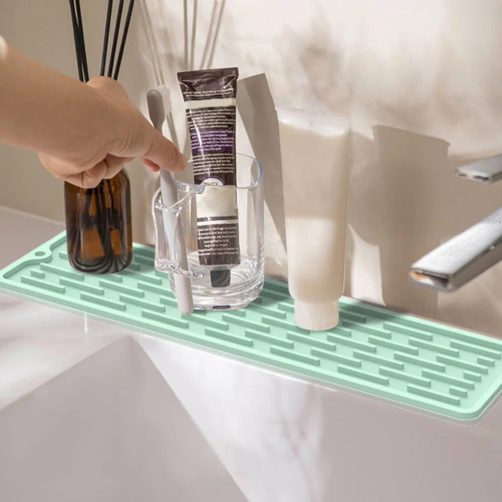 Silicone Countertop Mat Anti Slip Sink Tray Dinnerware Mat Organizer Kitchenware Protection Mat Storage Rack Kitchen Accessories