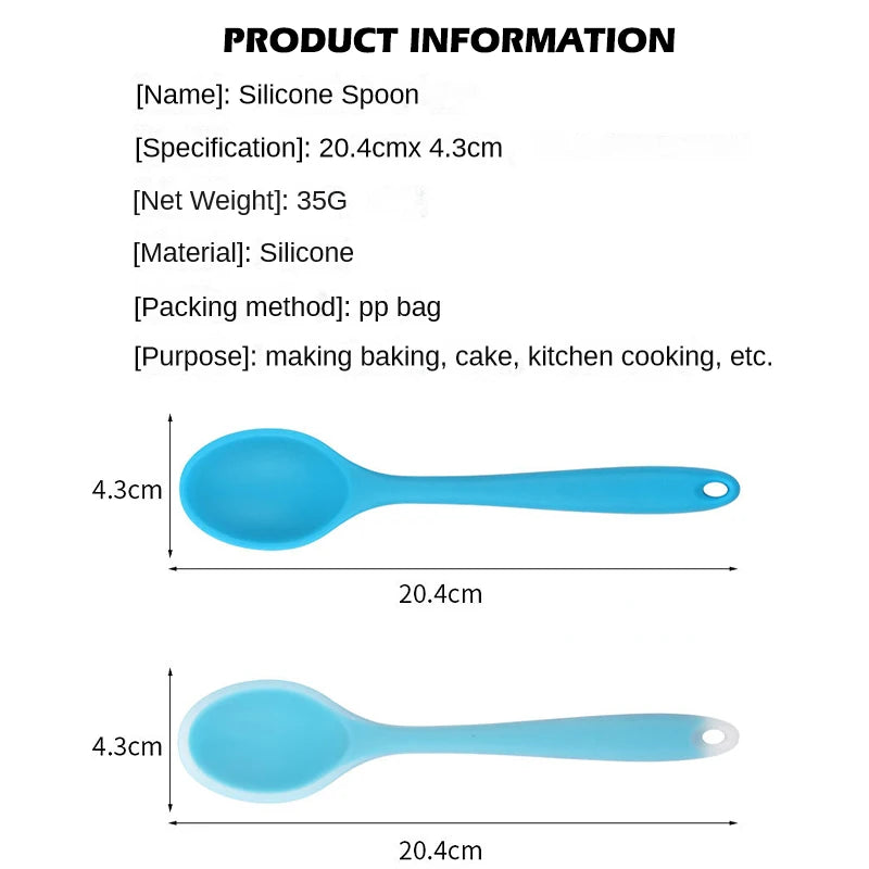 Silicone Spoon Integrated Rice Spoon Multicolor Silica Gel Salad Spoon Cake Baking Spoon Kitchen Cooking Spoon Kitchen Tools