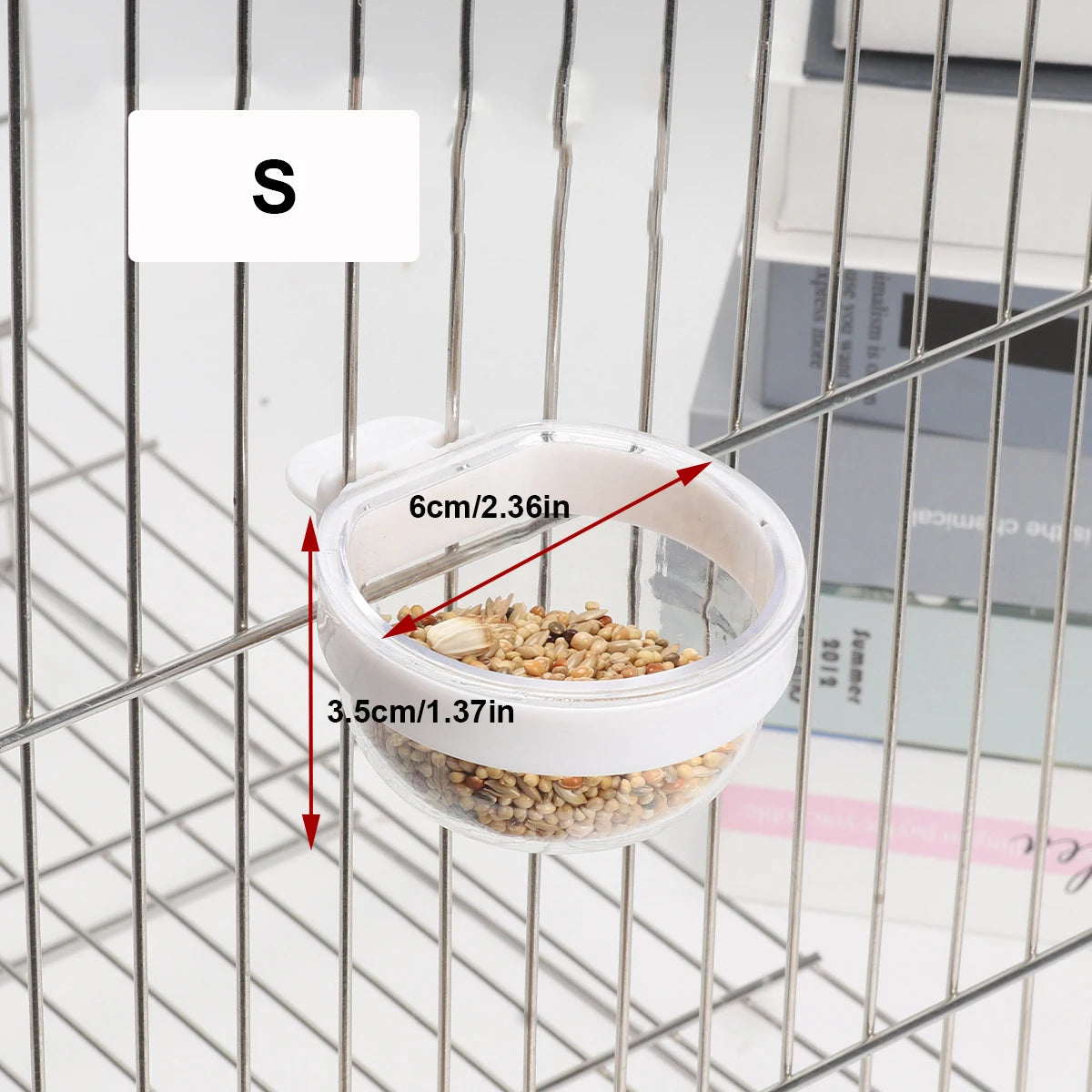 Bird Feeding Bowl Detachable Transparent Bowl Plastic Food Cup For Cage Convenient Hanging Seed Water Feeder for Parrots