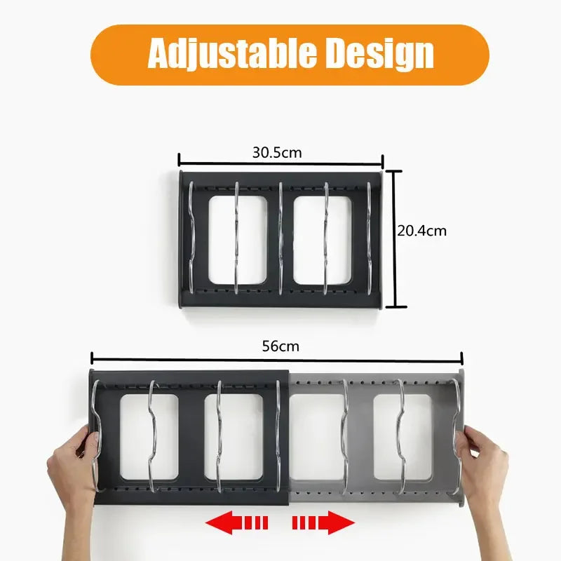 Expandable Kitchen Cabinet Organizer Rack Stainless Steel Storage Shelf for Pots Pans Cutting Boards  Cookware