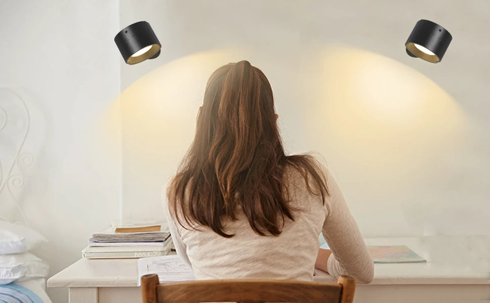 Led 2 in 1 Wall Lights Touch Control 2000mah Battery Usb Recharge 360° Rotatable Wireless Portable  Bedroom Reading Night Lamp