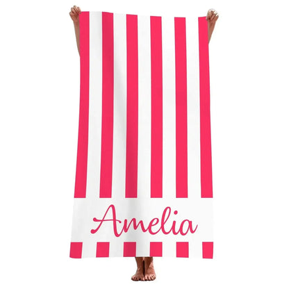 Striped Beach Towels Custom Name Beach Towel 3d Printed Microfiber Beach Towel Water Absorbing Personalized Bath Towel