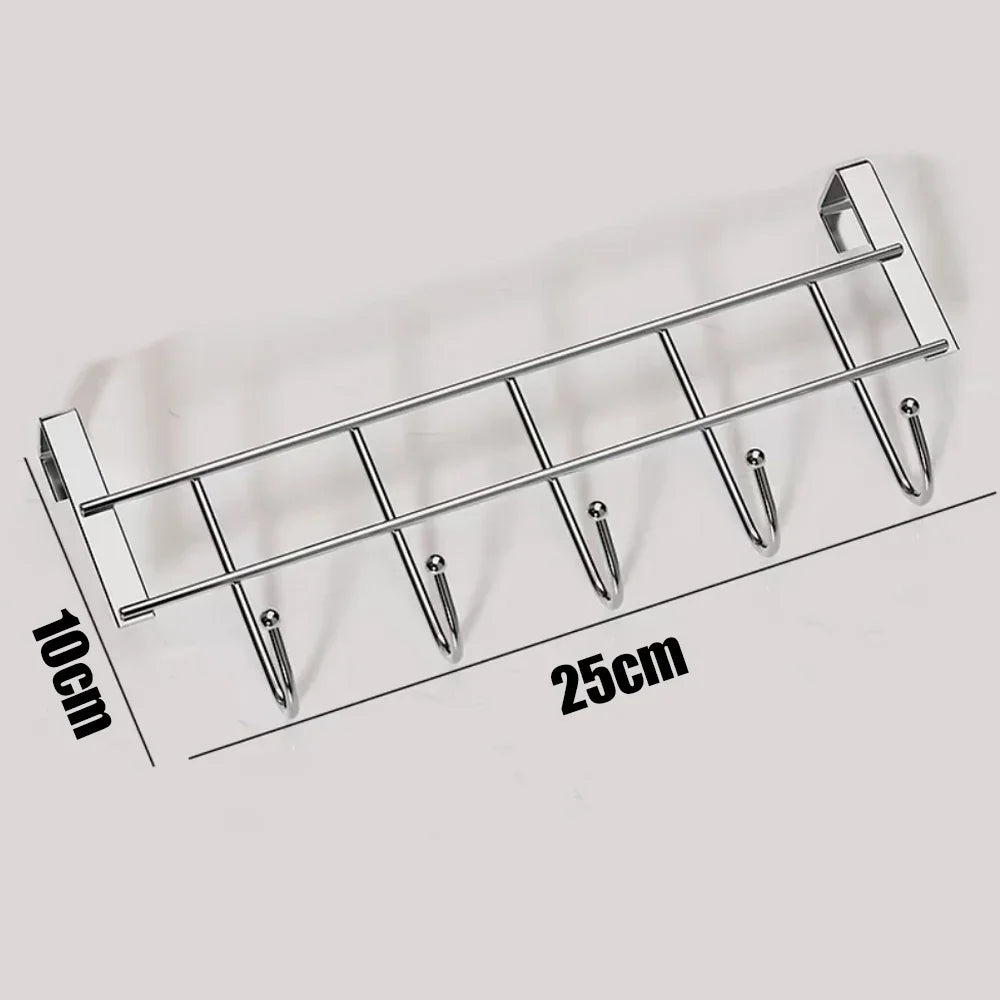 Hooks Over The Door 5 Hooks Home Bathroom Organizer Rack Clothes Coat Hat Towel Bags Keys Hanger Bathroom Kitchen Accessories