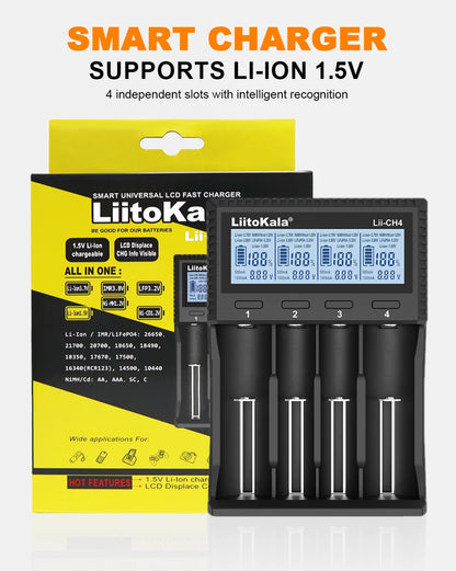 LiitoKala Lii-M4 Lii-CH4 18650 Charger LCD Display Universal Smart Charger Test Capacity 26650 18650 21700 AA AAA Battery 4slot