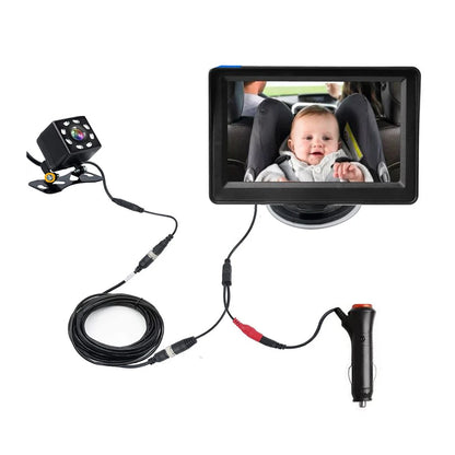 Car Baby Monitor Camera 8LED Infrared Night Vision Easy Installation 4.3 Inch Folding Display Screen Baby Car Mirror Display
