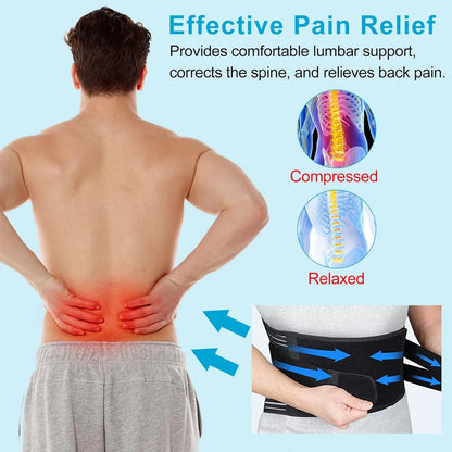 Back Brace with Lumbar Pad,6 Flexible Support,Back Brace for Men Lower Back,Lightweight Back Brace for Lower Back Pain