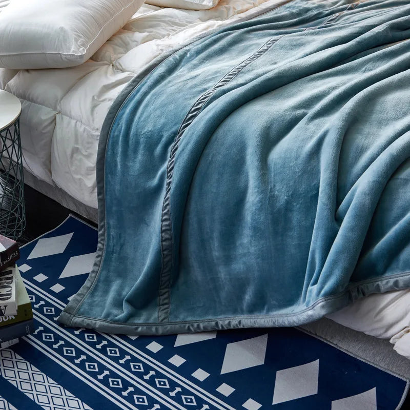 High Weight Flannel Blanket, Casual Solid Color Sofa Blanket, Thickened Warm Blanket, Winter Bed Sheet, Coral Fleece Blanket