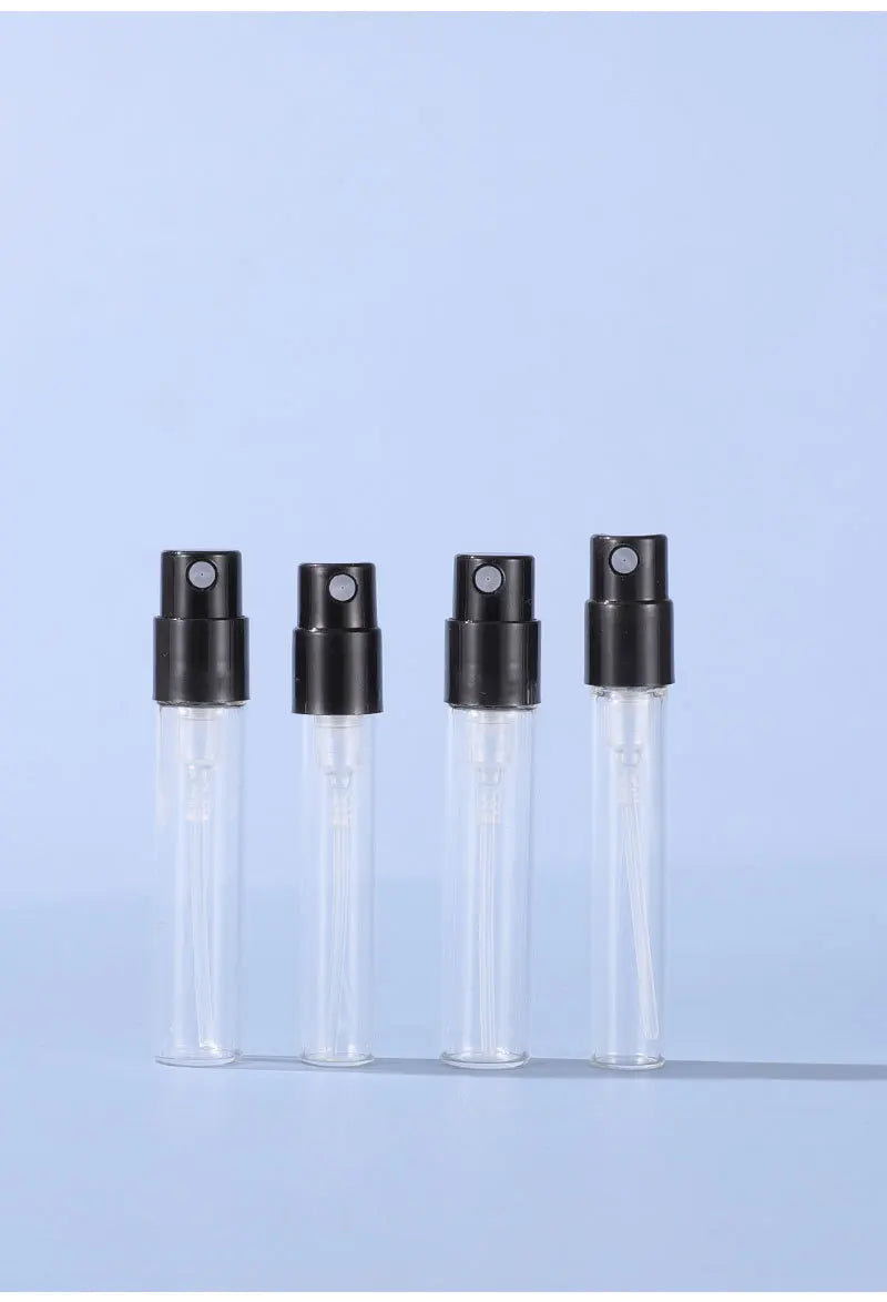 1.5ml 2ml 2.5ml Glass Bayonet bottle with White Black Clear 3 Color Plastic Sprayer Sample Spray Bottle 100pcs