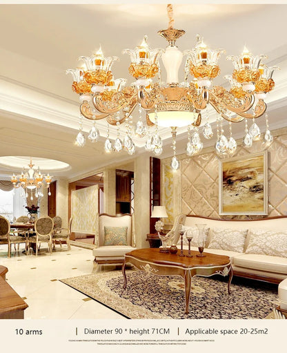Flower Glass Lampshade Crystal Pendant Lamp Living Room Dining Room Bedroom Hall Villa New Design Hot Sale Decorative Chandelier
