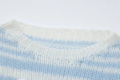 DGLUKE Striped Oversized Sweaters For Women Autumn Winter Knitted Wool Sweater And Jumpers Lantern Sleeve Pullover Sweatshirt