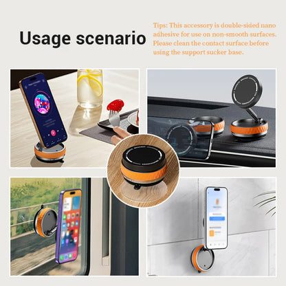 Magnetic Car Mount Stand Vacuum Strong Suction Stand Phone Holder Foldable 360 Rotation Adjustable Car Phone Bracket for Magsafe