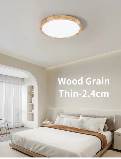Modern LED Ceiling Light Wood Grain Golden One Light with 3 Colors Home Lighing Kitchen Bedroom Bathroom Surface Ceiling Lamp