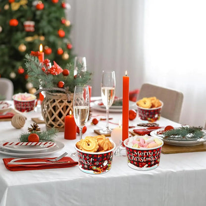 10/25pcs Christmas Snack Bowls Christmas Paper Ice Cream Cups, Santa Claus, Snowman Cake Paper Cups, 9oz Treat Dessert Bowls