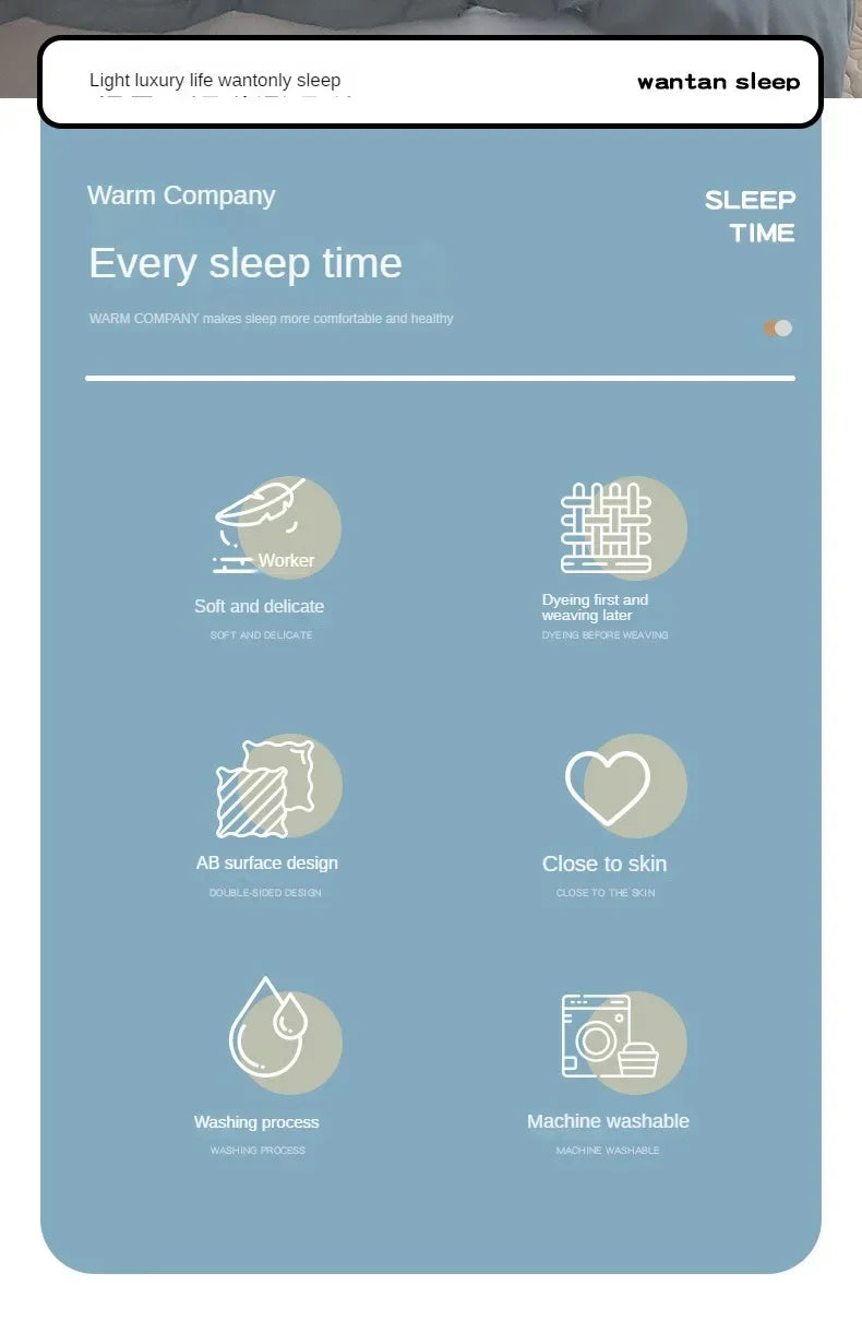 Solid Color Four Piece Bedding Set for Children and Adults Double Bed Large Four Piece Duvet Cover Bed Sheet Pillow Cover