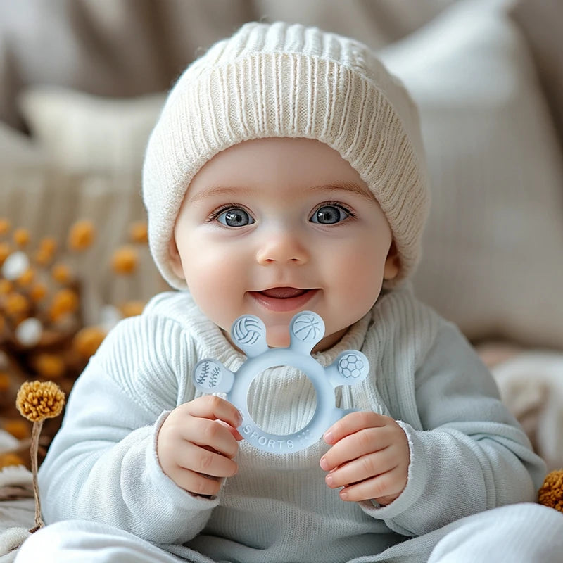 Silicone Baby Teether Toys 0-12Month Food Grade Toddlers Anxiety Teething Ring Sensory Toys Silicone Animal Soothing Accessories