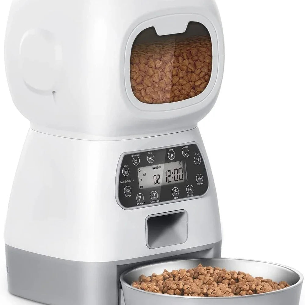Automatic Dog and Cat Feeder 3.5 Liters Dry Food Dispenser Plus 2L Water Feeder Suitable for Small and Medium Pet Smart Feeders