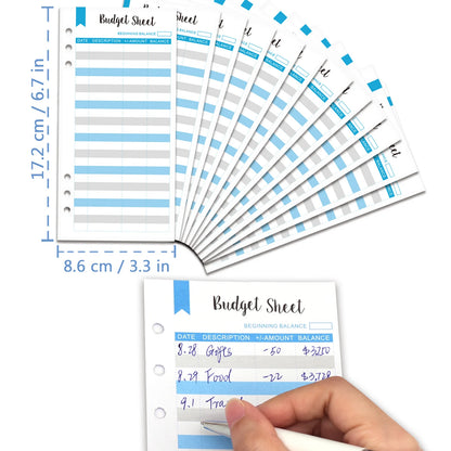 Budget Binder with Zipper Envelopes, Cash Envelopes with Budget Sheets, PVC Pockets, Cash Envelopes, Stickers & Pen