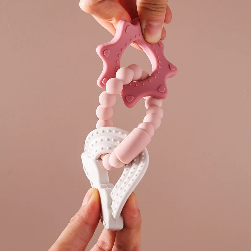 Silicone Teethers For Baby Thing Newborn Chews Food Grade Teethers Training Bed Toy Baby Cartoon Space Feeding Infant Rattle Toy