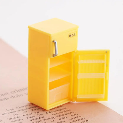 Fridge Toy Model Freezer Miniature Dollhouse Accessories 1:12 Dollhouse Miniature Doll House Decoration Simulation Refrigerator