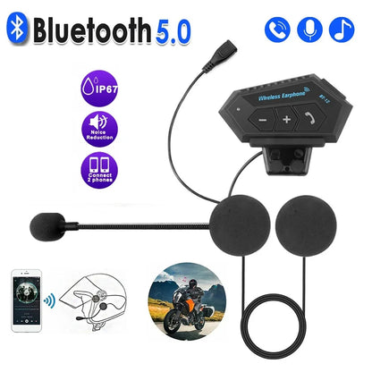 Motorcycle Helmet Headset Bluetooth 5.0 Headphone Wireless Hands-free Call Stereo IP67 Waterproof Earphone Music Player Speaker