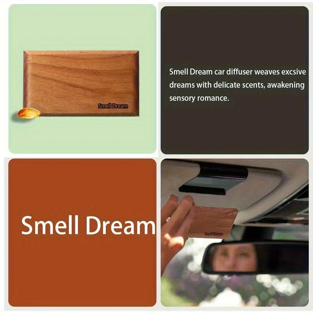 Smell Dream Car Air Freshener - Wooden Deodorizer - Vehicle Odor Remover - Auto Scent Diffuser - Long-Lasting Car Freshening