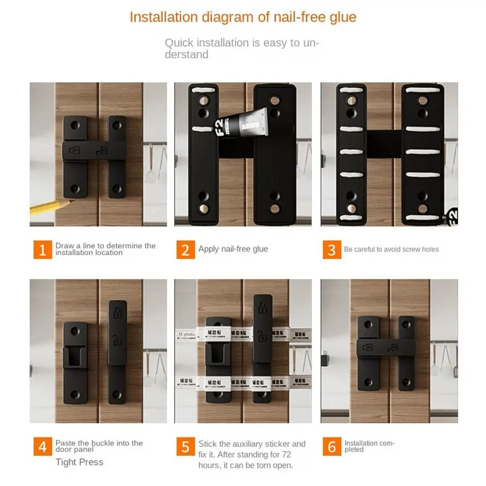 90°/180° Luminous Latch Indoor Metal Door Buckle Bathroom Door Lock Sliding Door Lock Wooden Door Burglar Barn Door Buckle