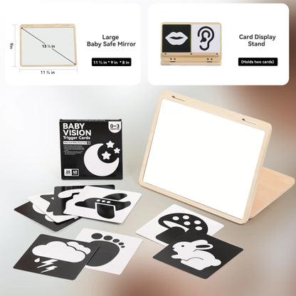 Black And White Baby Floor Mirror Tummy Time Sensory Baby Toys 6 12 months Kid Toys For Babies Montessori Development Crawl Toys