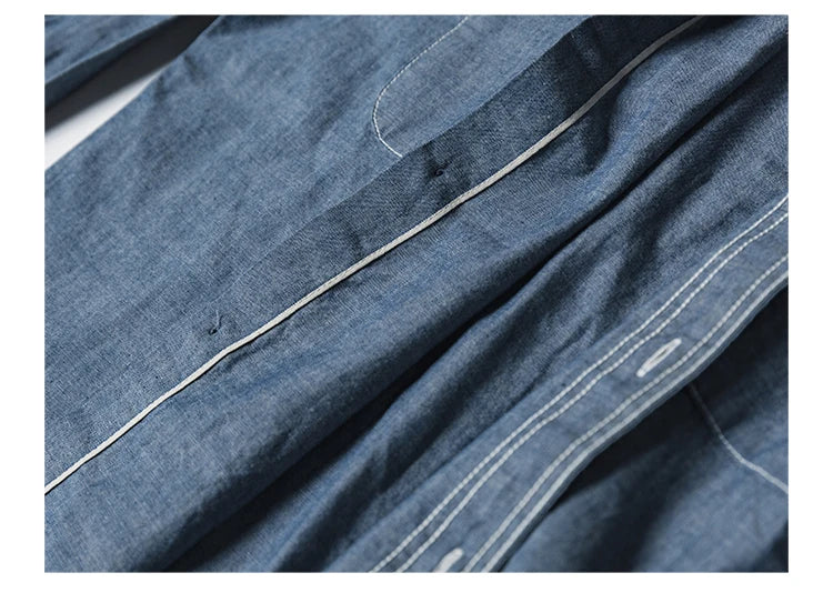 Bronson Repro USN Chambray Work Shirt Rugged Men's Selvedge Workwear Light Blue